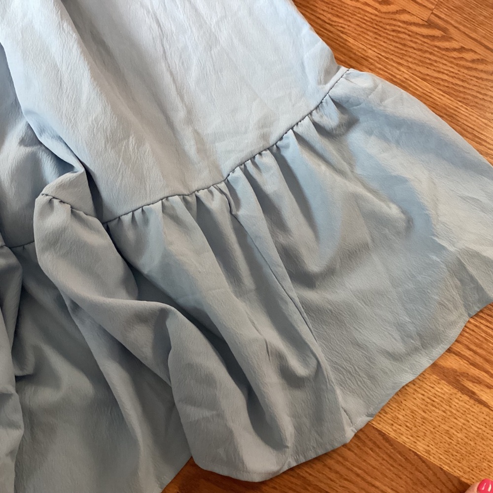 BloomChic Blue Sweetheart Bodice Puff Sleeve Twist Front  Dress  SZ 1X (14~16) - Picture 2 of 5